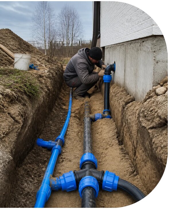 Монтаж наружного водопровода на участке под ключ в Ишиме